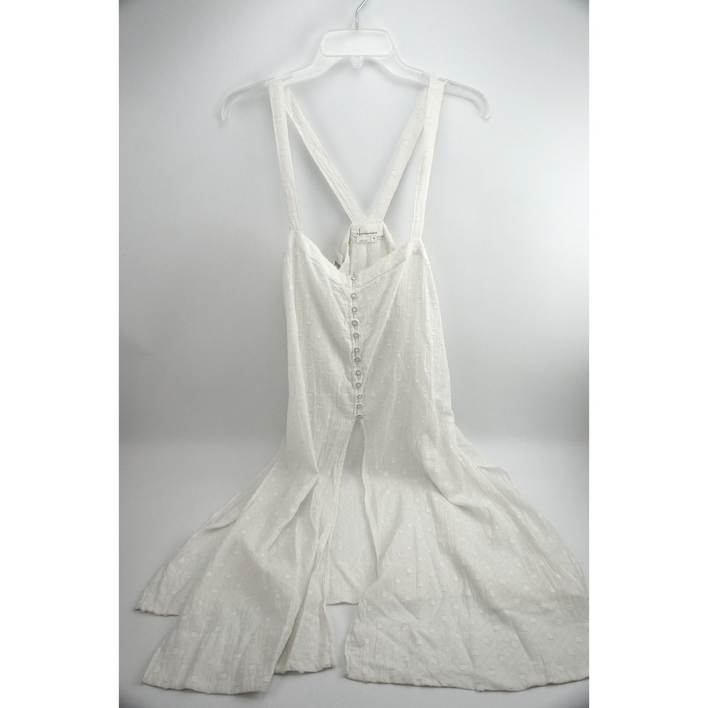 Anthropologie 1 Sheer Long Tank Split Sleeveless Top XL White Cotton Dobby New